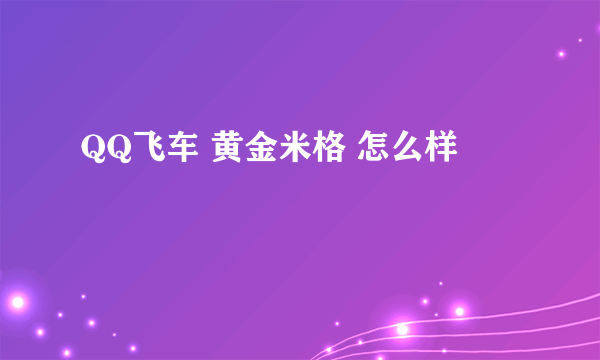 QQ飞车 黄金米格 怎么样