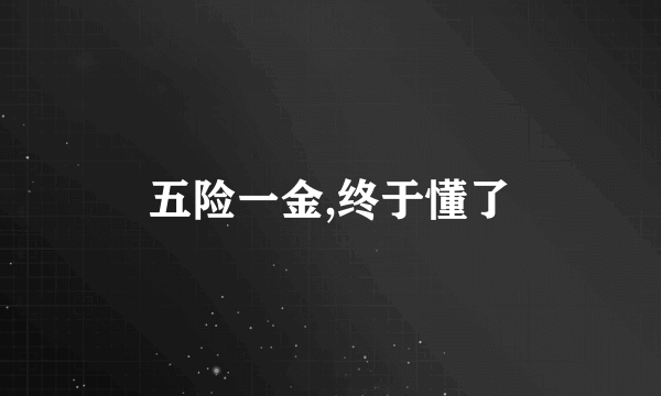 五险一金,终于懂了