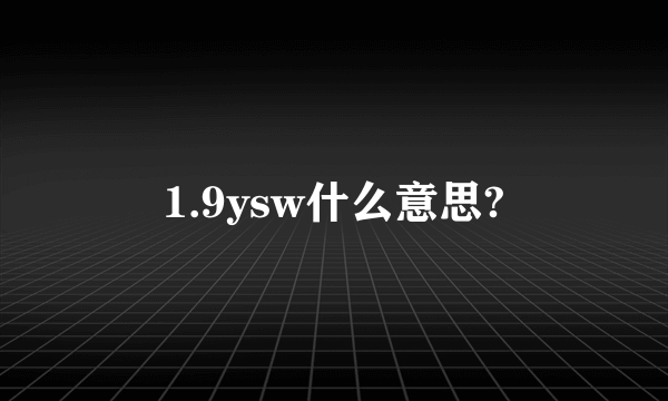 1.9ysw什么意思?