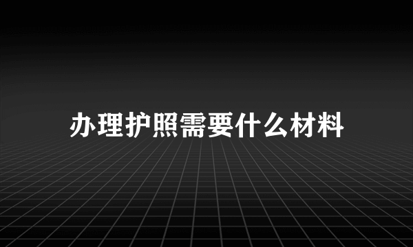 办理护照需要什么材料