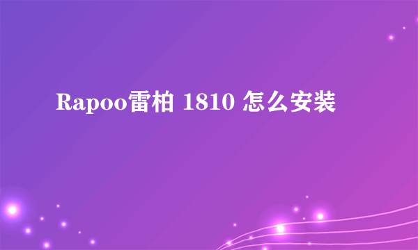 Rapoo雷柏 1810 怎么安装