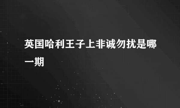 英国哈利王子上非诚勿扰是哪一期