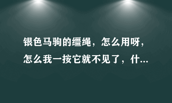 银色马驹的缰绳，怎么用呀，怎么我一按它就不见了，什么时候出来？