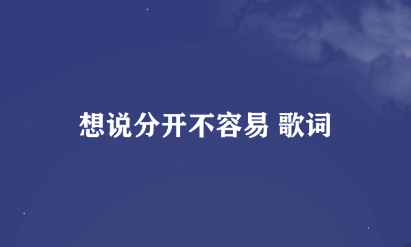 想说分开不容易 歌词