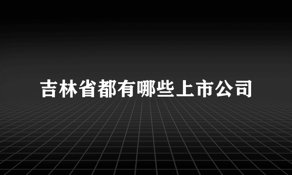 吉林省都有哪些上市公司