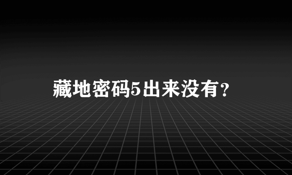 藏地密码5出来没有？