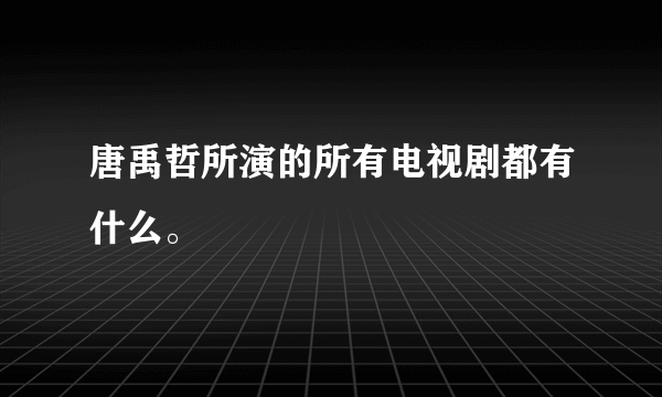 唐禹哲所演的所有电视剧都有什么。