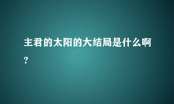 主君的太阳的大结局是什么啊？