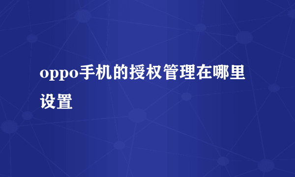 oppo手机的授权管理在哪里设置