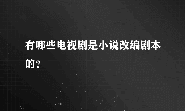 有哪些电视剧是小说改编剧本的？