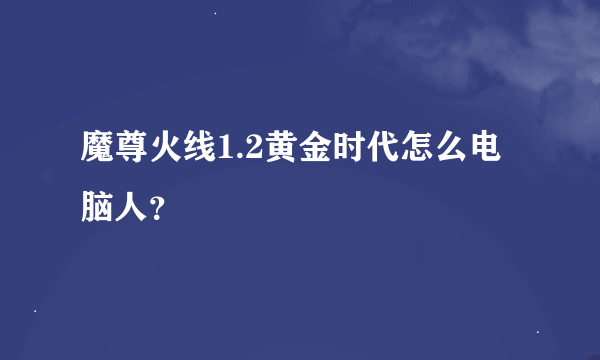 魔尊火线1.2黄金时代怎么电脑人？