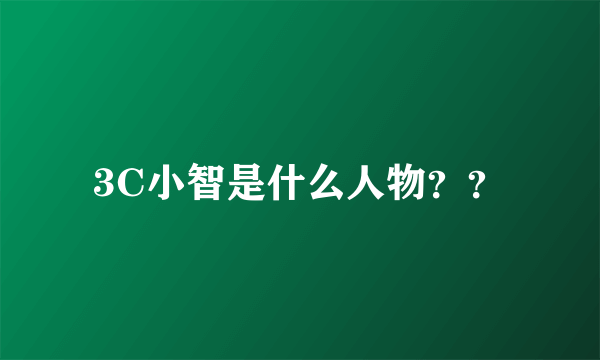 3C小智是什么人物？？