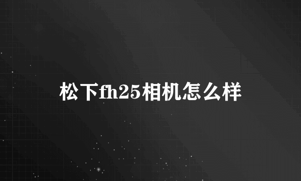 松下fh25相机怎么样