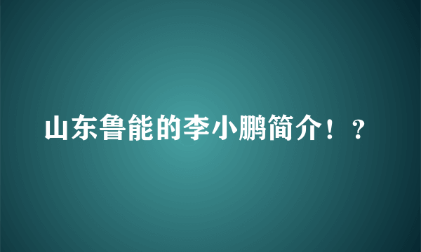 山东鲁能的李小鹏简介！？