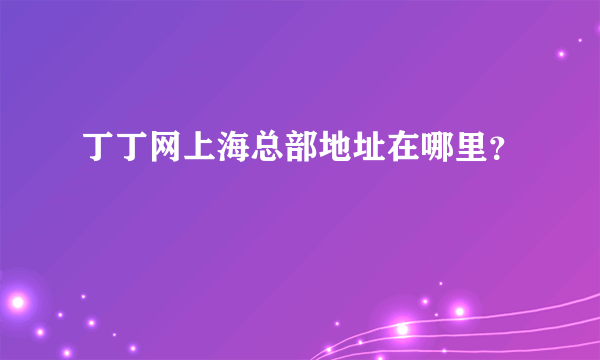 丁丁网上海总部地址在哪里？