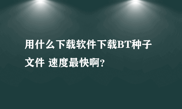 用什么下载软件下载BT种子文件 速度最快啊？