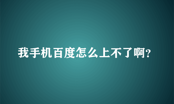 我手机百度怎么上不了啊？