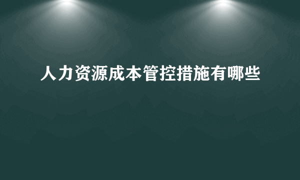 人力资源成本管控措施有哪些