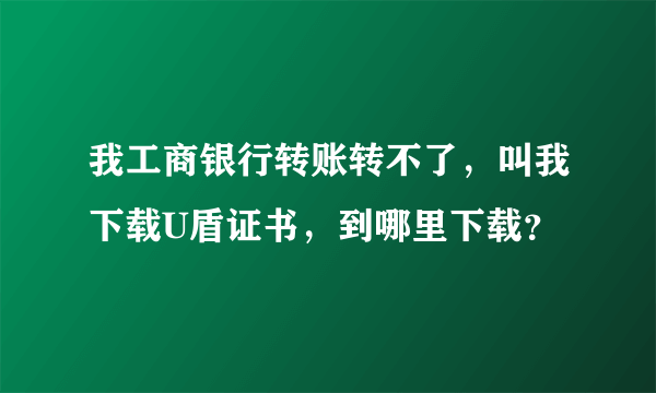 我工商银行转账转不了，叫我下载U盾证书，到哪里下载？