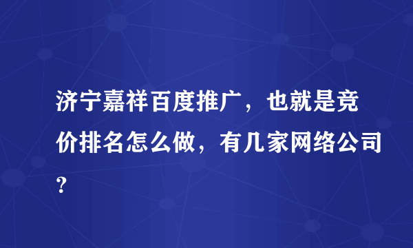 济宁嘉祥百度推广，也就是竞价排名怎么做，有几家网络公司？