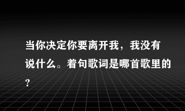 当你决定你要离开我，我没有说什么。着句歌词是哪首歌里的？