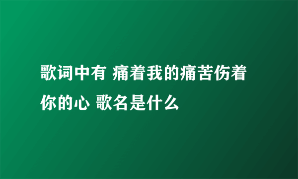 歌词中有 痛着我的痛苦伤着你的心 歌名是什么