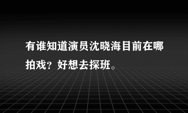 有谁知道演员沈晓海目前在哪拍戏？好想去探班。