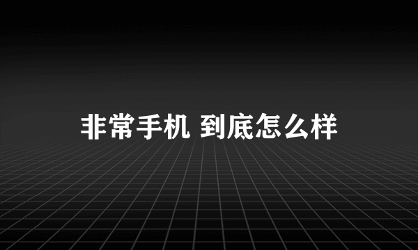 非常手机 到底怎么样