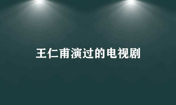 王仁甫演过的电视剧