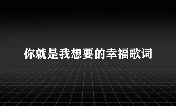 你就是我想要的幸福歌词