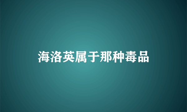 海洛英属于那种毒品