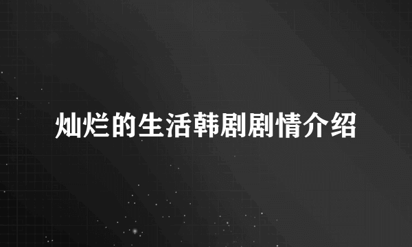 灿烂的生活韩剧剧情介绍