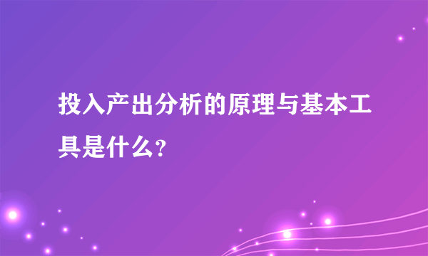 投入产出分析的原理与基本工具是什么？