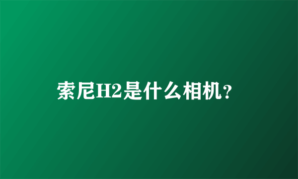 索尼H2是什么相机？