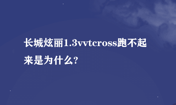 长城炫丽1.3vvtcross跑不起来是为什么?