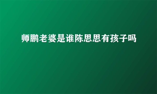 师鹏老婆是谁陈思思有孩子吗