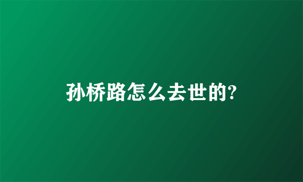 孙桥路怎么去世的?