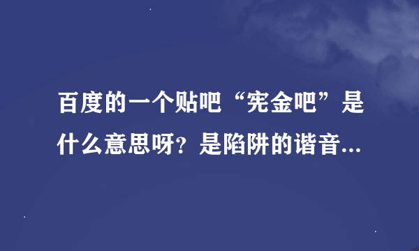 百度的一个贴吧“宪金吧”是什么意思呀？是陷阱的谐音，还是宋承宪和金泰熙的简写呢？