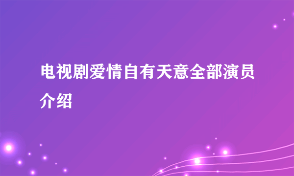 电视剧爱情自有天意全部演员介绍