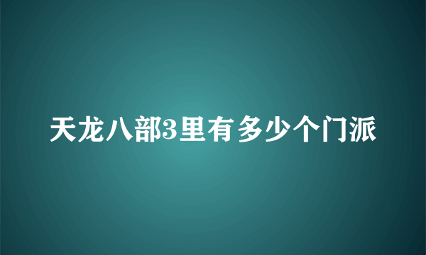 天龙八部3里有多少个门派