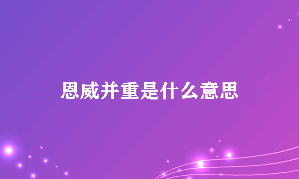 恩威并重是什么意思