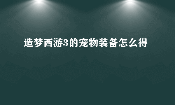 造梦西游3的宠物装备怎么得