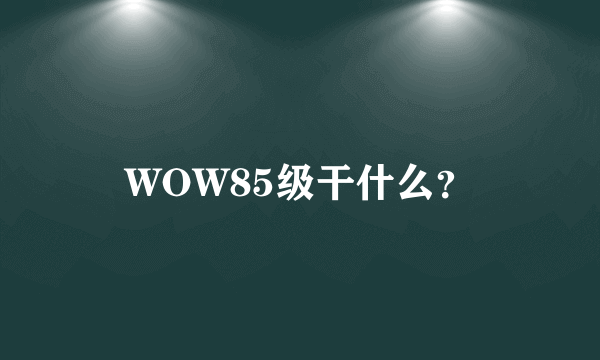 WOW85级干什么？