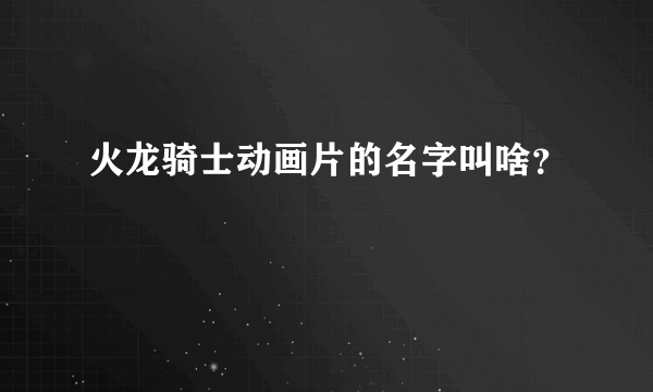 火龙骑士动画片的名字叫啥？