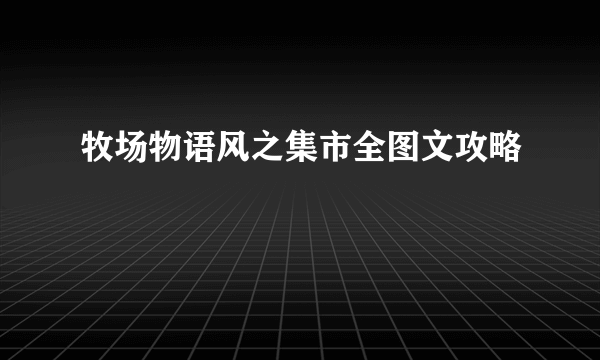 牧场物语风之集市全图文攻略