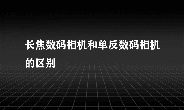 长焦数码相机和单反数码相机的区别