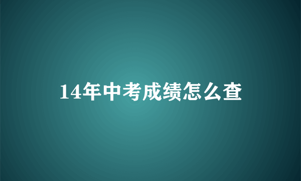 14年中考成绩怎么查