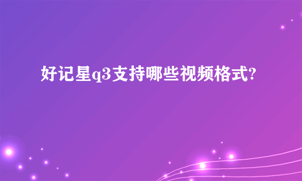 好记星q3支持哪些视频格式?