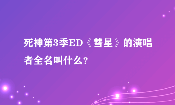 死神第3季ED《彗星》的演唱者全名叫什么？