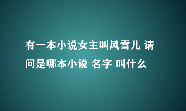 有一本小说女主叫风雪儿 请问是哪本小说 名字 叫什么